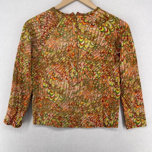 GOLDWORM Sweater Womens 8 Virgin Merino Wool Mod Retro Orange Italy VTG - Picture 2 of 16